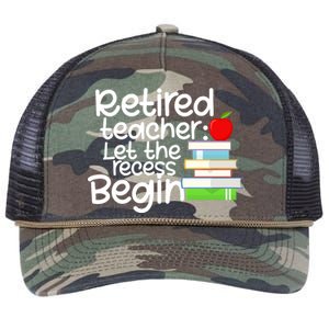 Retired Teacher Let The Recess Begin  Retro Rope Trucker Hat Cap