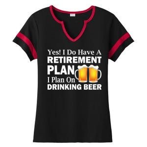 Retirement Plan Drinking Beer Ladies Halftime Notch Neck Tee