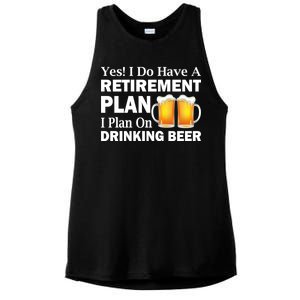 Retirement Plan Drinking Beer Ladies PosiCharge Tri-Blend Wicking Tank