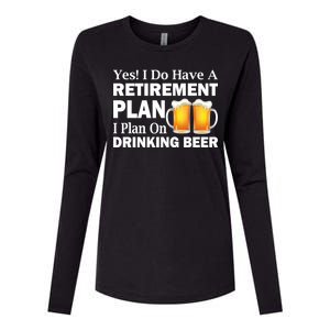 Retirement Plan Drinking Beer Womens Cotton Relaxed Long Sleeve T-Shirt