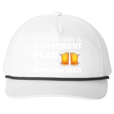 Retirement Plan Drinking Beer Snapback Five-Panel Rope Hat