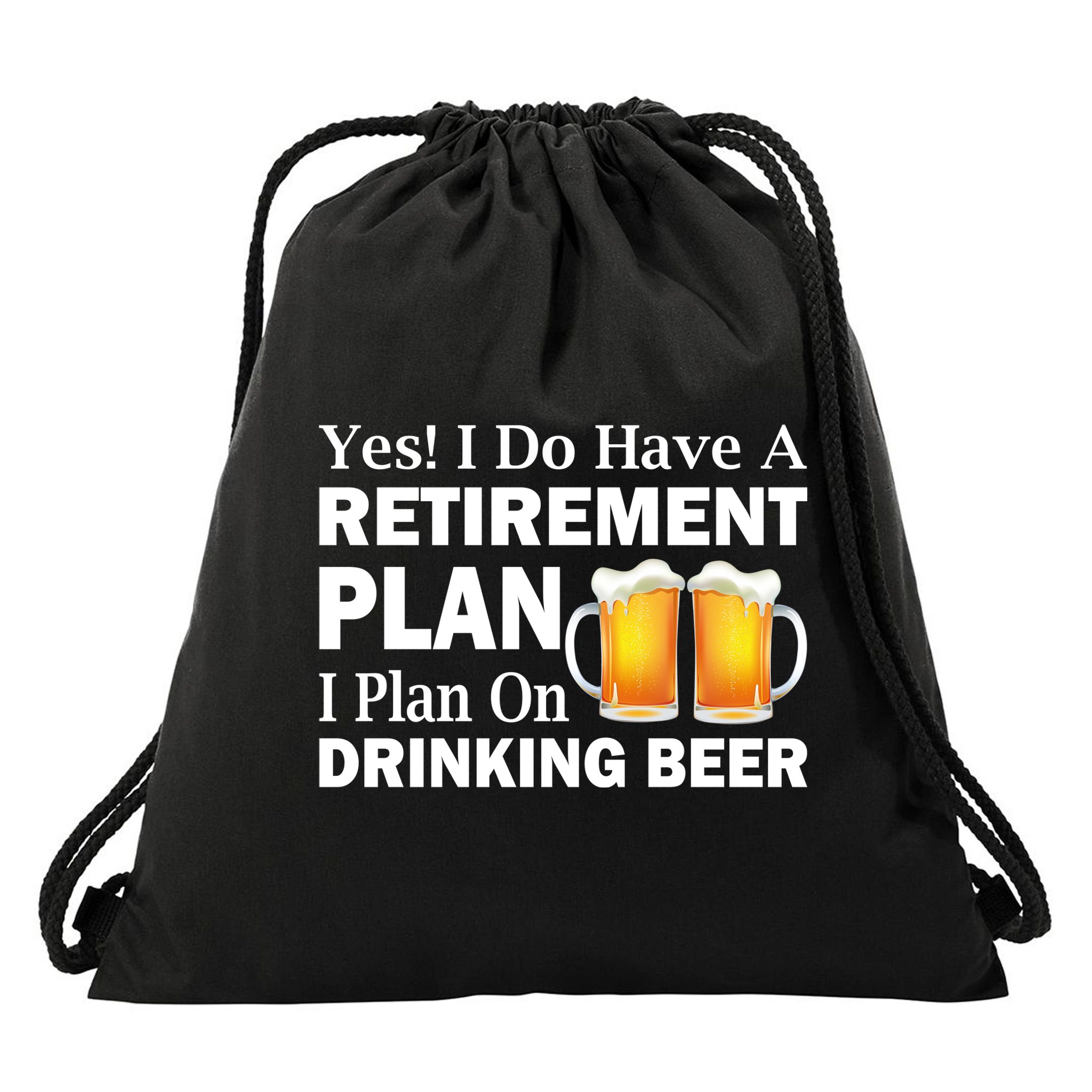 Retirement Plan Drinking Beer Drawstring Bag