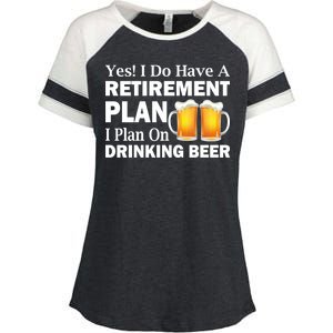 Retirement Plan Drinking Beer Enza Ladies Jersey Colorblock Tee