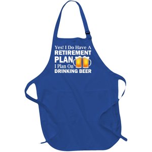 Retirement Plan Drinking Beer Full-Length Apron With Pockets