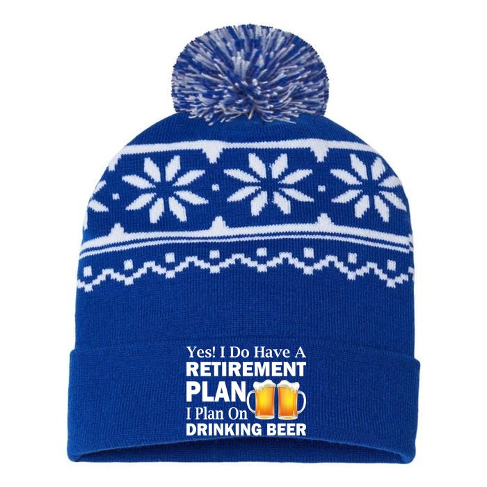 Retirement Plan Drinking Beer USA-Made Snowflake Beanie