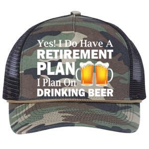 Retirement Plan Drinking Beer Retro Rope Trucker Hat Cap