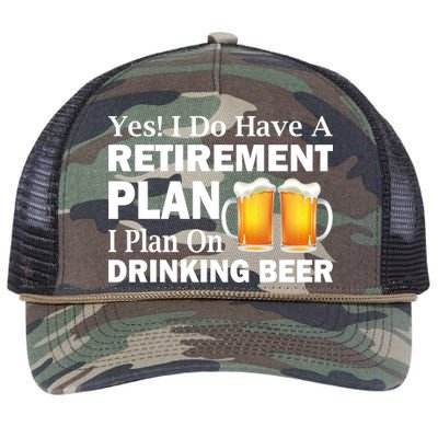 Retirement Plan Drinking Beer Retro Rope Trucker Hat Cap