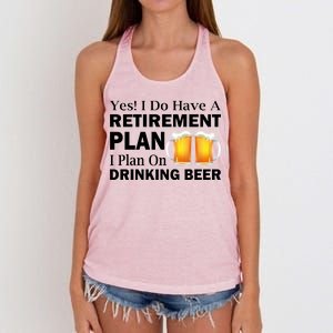 Retirement Plan Drinking Beer Women's Knotted Racerback Tank