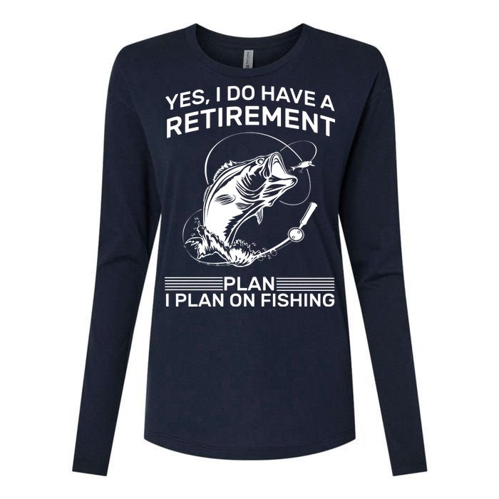 Retirement Plan Fishing Womens Cotton Relaxed Long Sleeve T-Shirt