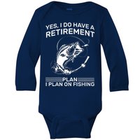 Retirement Plan Fishing Baby Long Sleeve Bodysuit