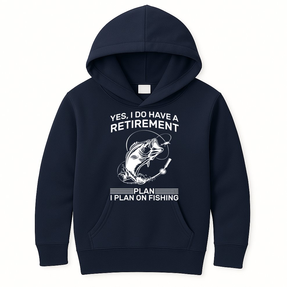 Retirement Plan Fishing Kids Hoodie