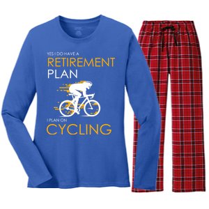 Retirement Plan On Cycling Women's Long Sleeve Flannel Pajama Set 