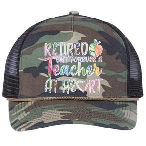 Retried But Forever A Teacher At Heart Retro Rope Trucker Hat Cap