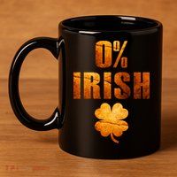 Retro 0% Irish Clover St Patrack's Day 11oz C Handle Ceramic Mug