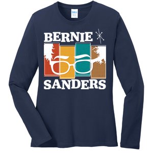 Retro 50's Bernie Sanders Logo Ladies Long Sleeve Shirt