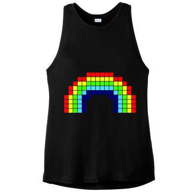 Retro 8 Bit Rainbow Ladies PosiCharge Tri-Blend Wicking Tank