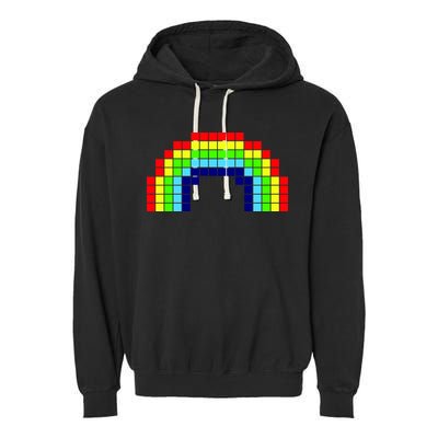 Retro 8 Bit Rainbow Garment-Dyed Fleece Hoodie