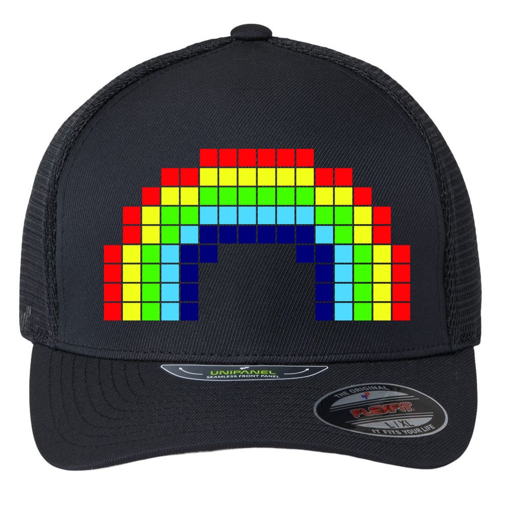 Retro 8 Bit Rainbow Flexfit Unipanel Trucker Cap