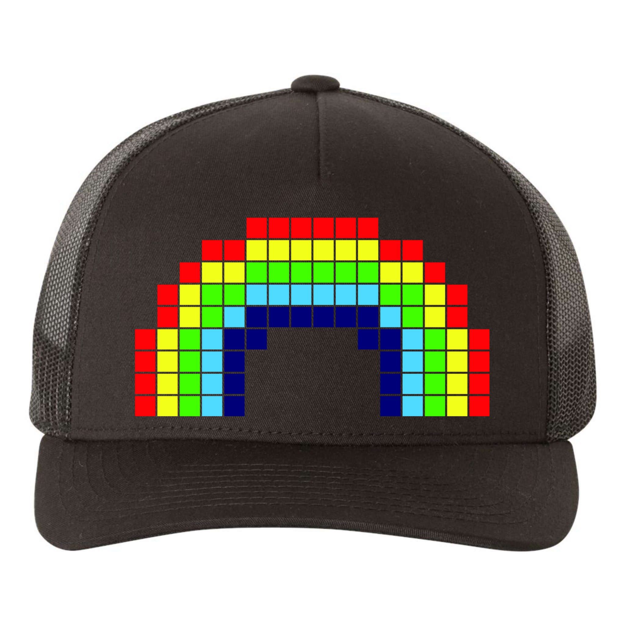 Retro 8 Bit Rainbow Yupoong Adult 5-Panel Trucker Hat