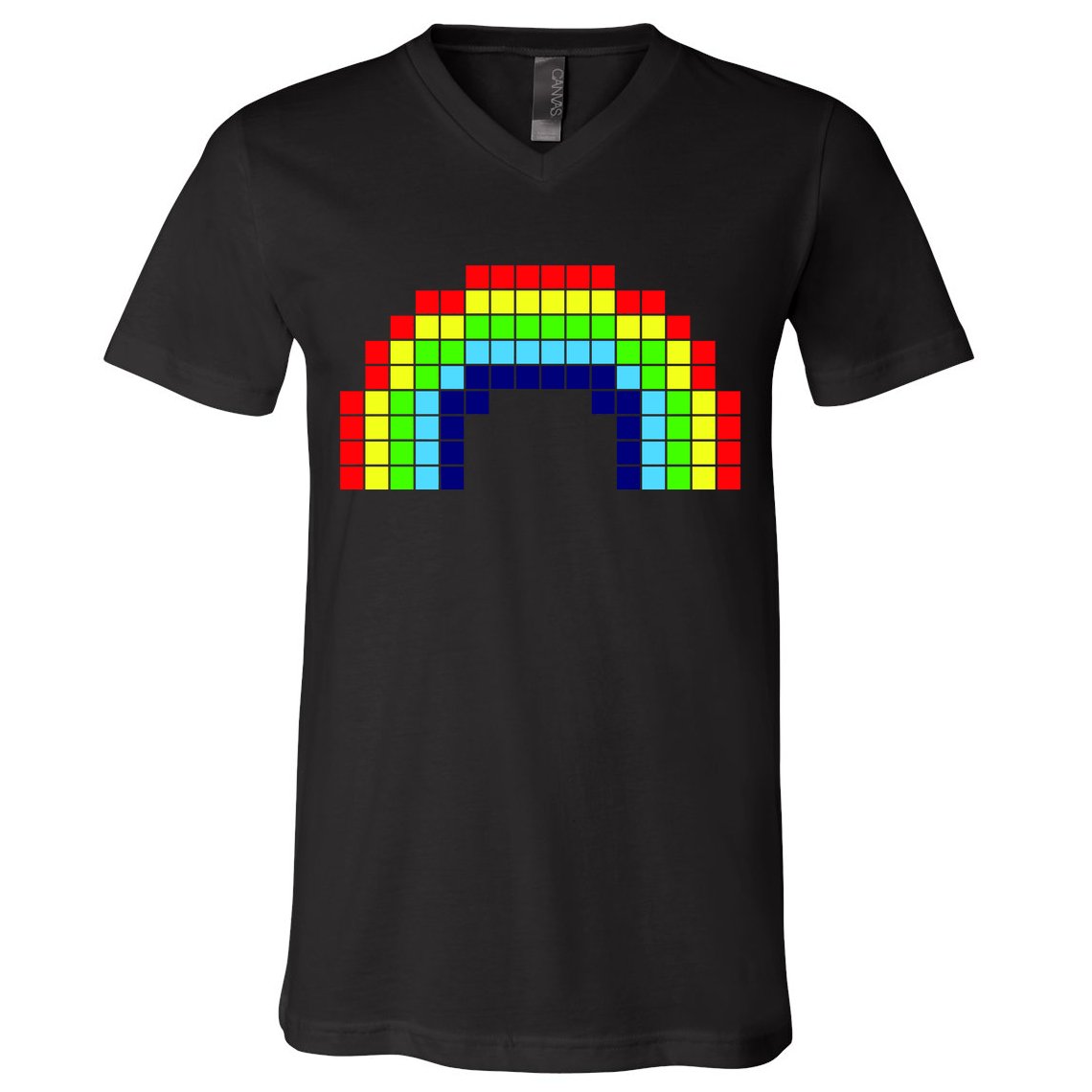 Retro 8 Bit Rainbow V-Neck T-Shirt