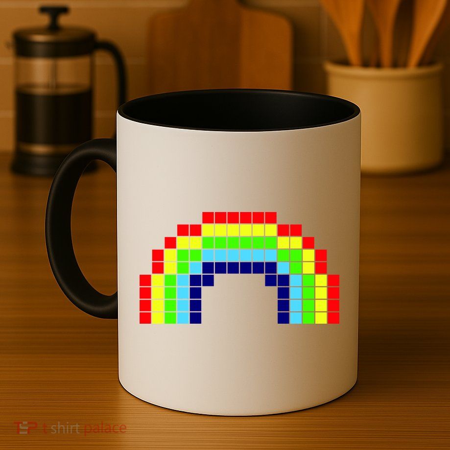 Retro 8 Bit Rainbow Mug