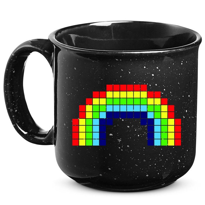 Retro 8 Bit Rainbow 15oz Campfire Ceramic Mug