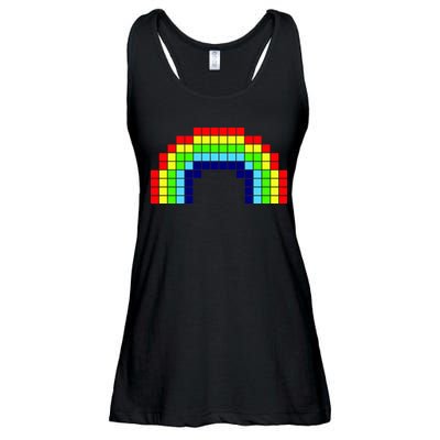 Retro 8 Bit Rainbow Ladies Essential Flowy Tank