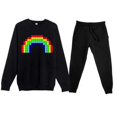 Retro 8 Bit Rainbow Premium Crewneck Sweatsuit Set