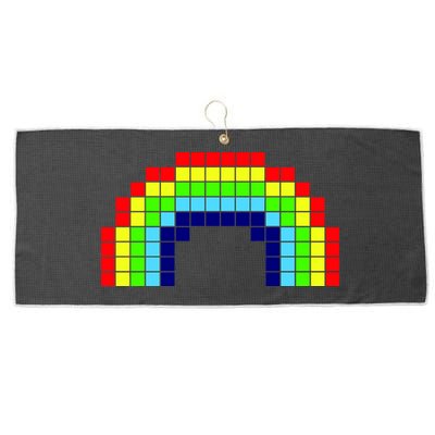 Retro 8 Bit Rainbow Large Microfiber Waffle Golf Towel