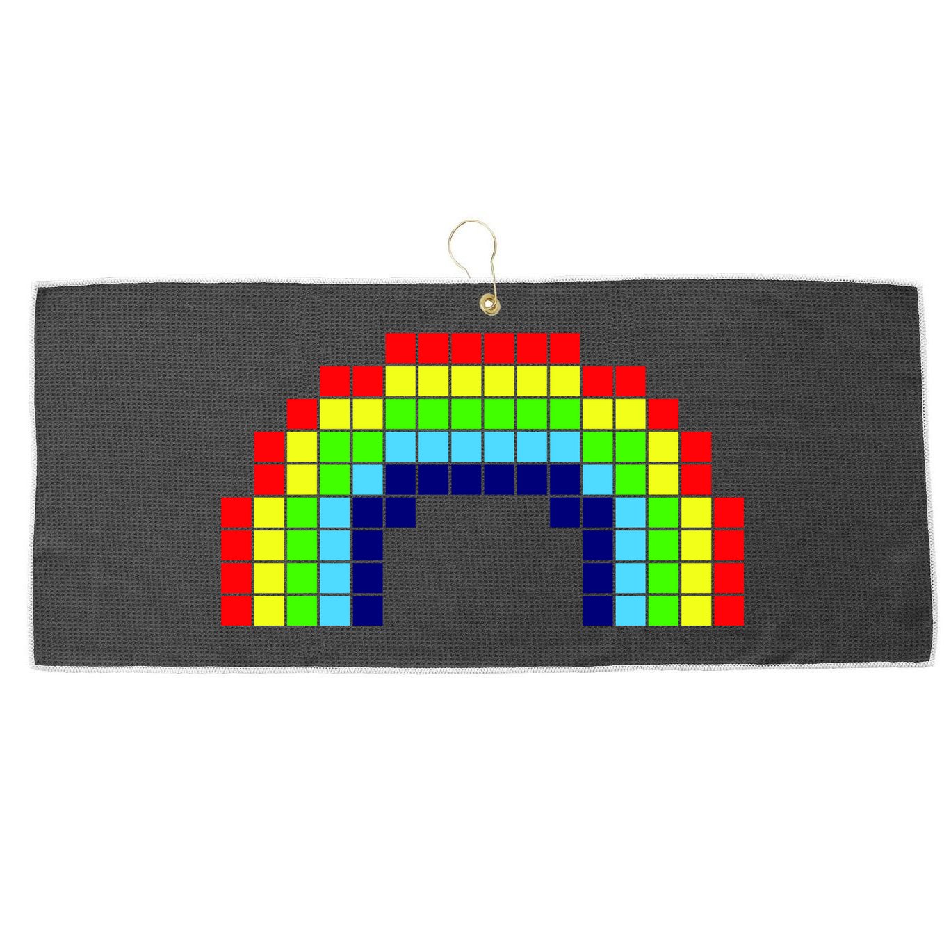 Retro 8 Bit Rainbow Large Microfiber Waffle Golf Towel