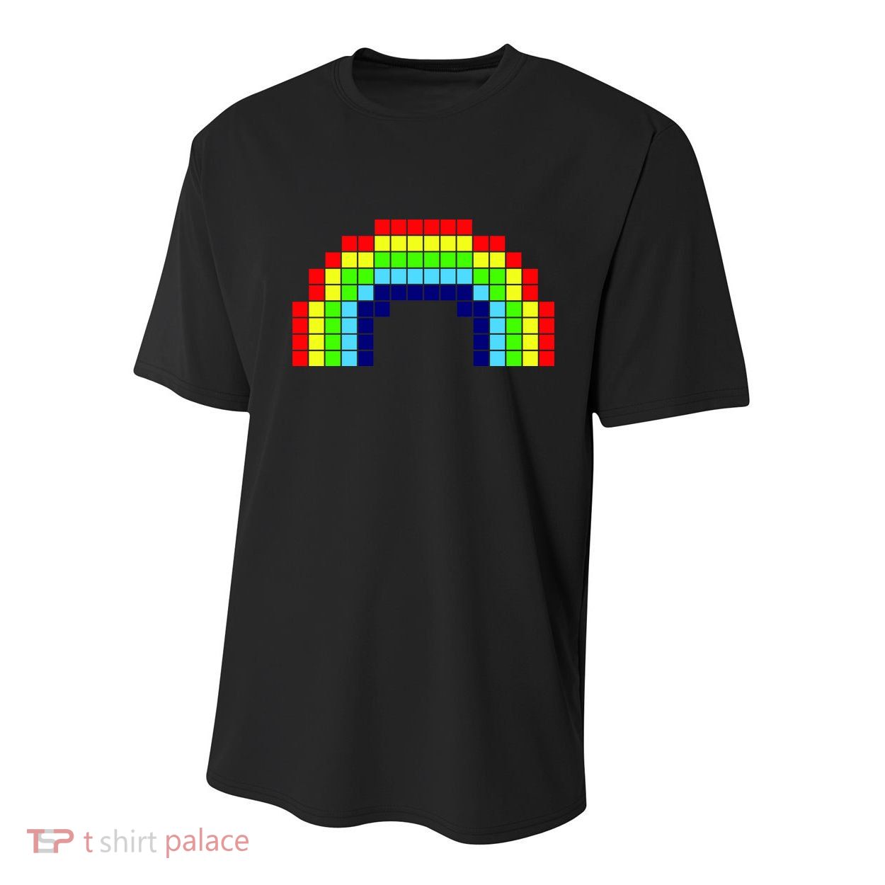 Retro 8 Bit Rainbow Youth Performance Sprint T-Shirt