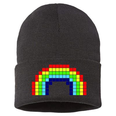 Retro 8 Bit Rainbow Sustainable Knit Beanie