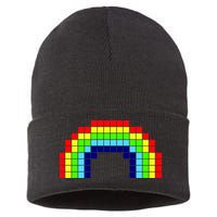 Retro 8 Bit Rainbow Sustainable Knit Beanie