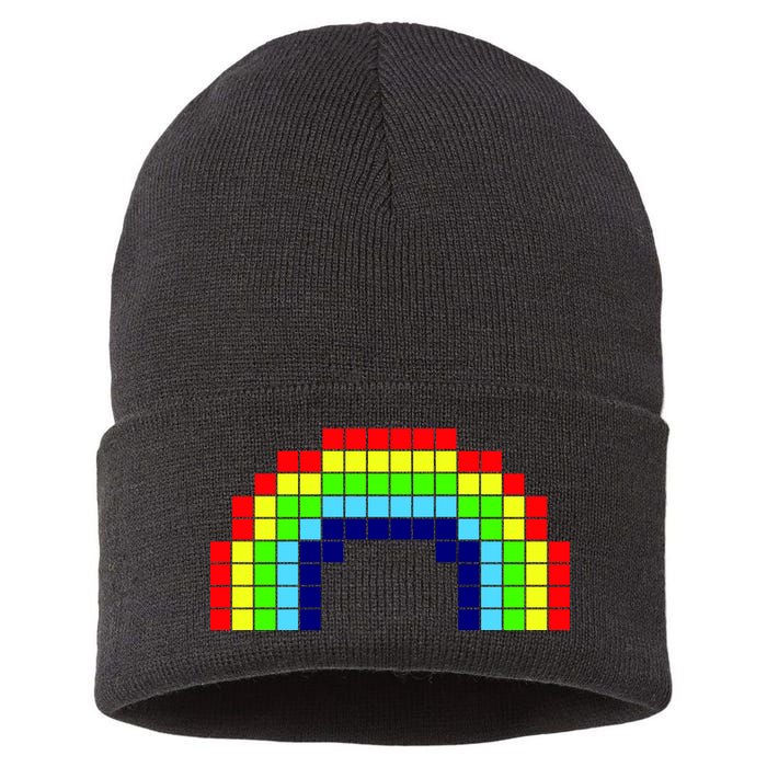 Retro 8 Bit Rainbow Sustainable Knit Beanie