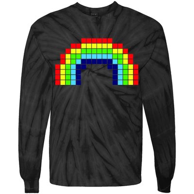 Retro 8 Bit Rainbow Tie-Dye Long Sleeve Shirt