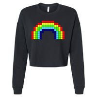 Retro 8 Bit Rainbow Cropped Pullover Crew