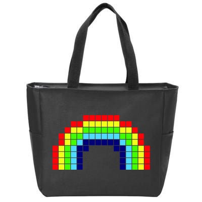 Retro 8 Bit Rainbow Zip Tote Bag