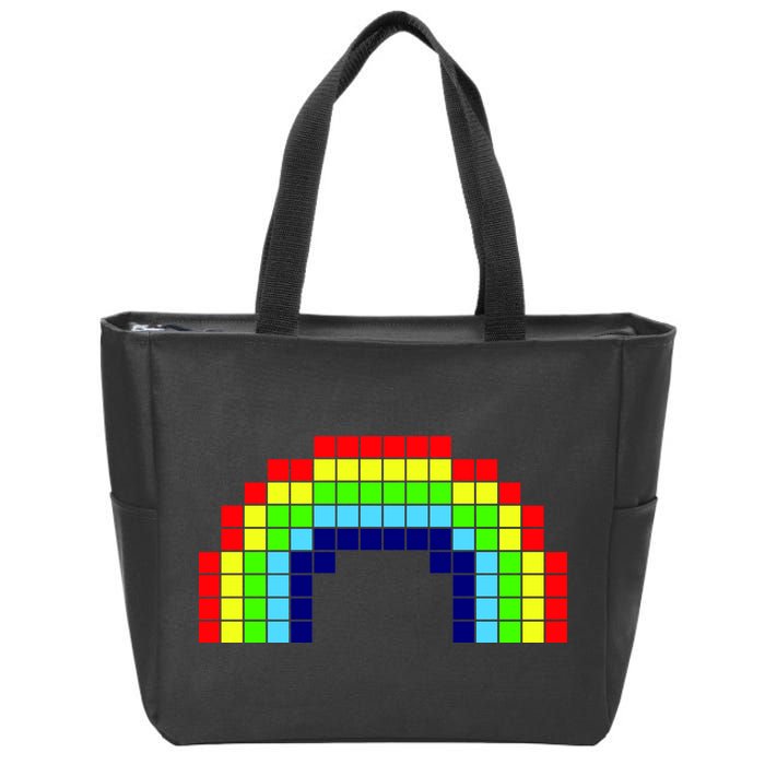 Retro 8 Bit Rainbow Zip Tote Bag
