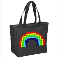 Retro 8 Bit Rainbow Zip Tote Bag