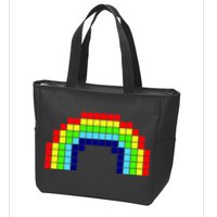 Retro 8 Bit Rainbow Zip Tote Bag