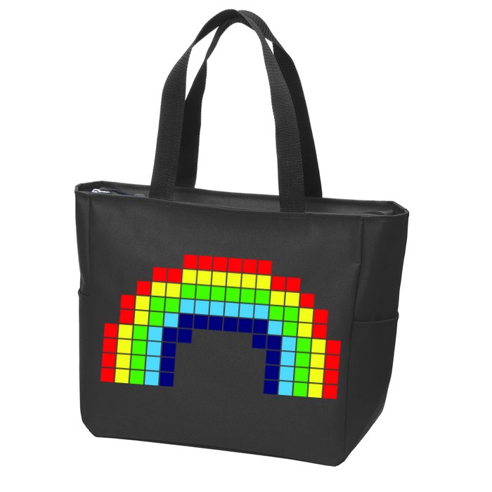 Retro 8 Bit Rainbow Zip Tote Bag