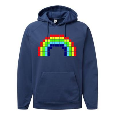 Retro 8 Bit Rainbow Performance Fleece Hoodie