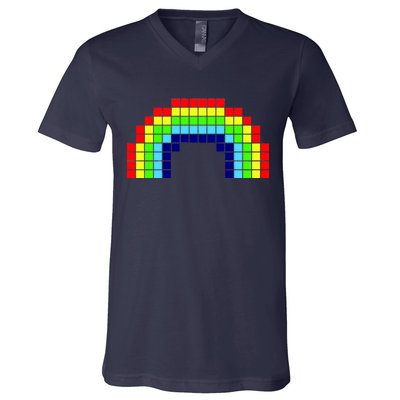 Retro 8 Bit Rainbow V-Neck T-Shirt