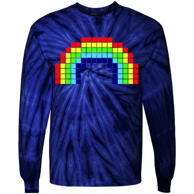 Retro 8 Bit Rainbow Tie-Dye Long Sleeve Shirt