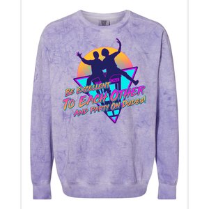 Retro 80's Bill And Ted Be Excellent to Each Other Party On Dudes! Colorblast Crewneck Sweatshirt