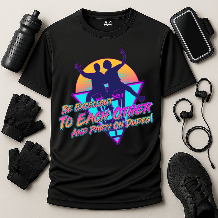 Retro 80's Bill And Ted Be Excellent to Each Other Party On Dudes! Performance Shirt