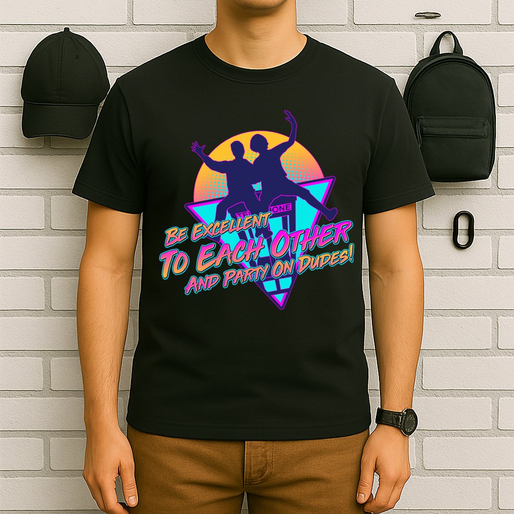 Retro 80's Bill And Ted Be Excellent to Each Other Party On Dudes! T-Shirt