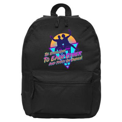 Retro 80's Bill And Ted Be Excellent to Each Other Party On Dudes! 16 in Basic Backpack