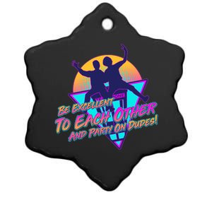 Retro 80's Bill And Ted Be Excellent to Each Other Party On Dudes! Ceramic Star Ornament