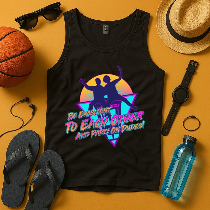 Retro 80's Bill And Ted Be Excellent to Each Other Party On Dudes! Tank Top